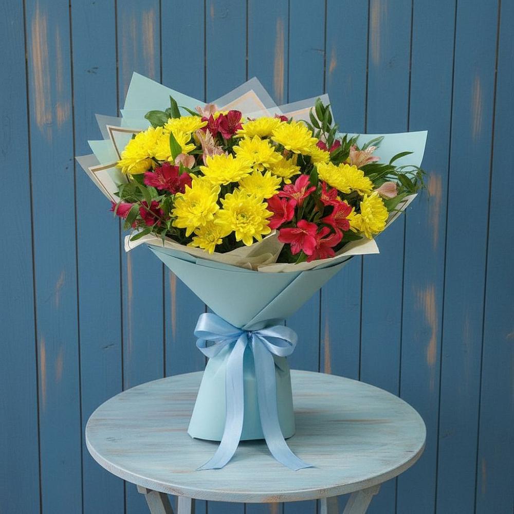 Букет цветов из: Альстромерии и Хризантемы в Майском Республики Адыгея