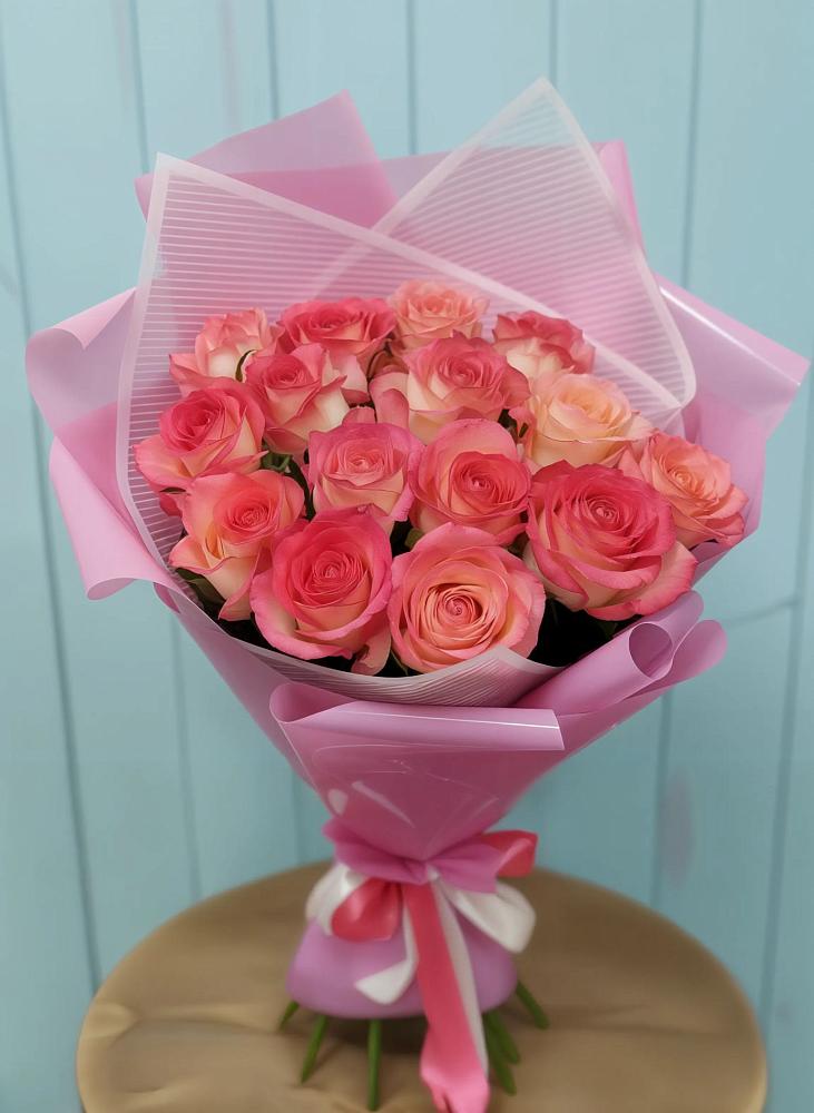 Букет 15 Розовых роз Равель в Майском Республики Адыгея