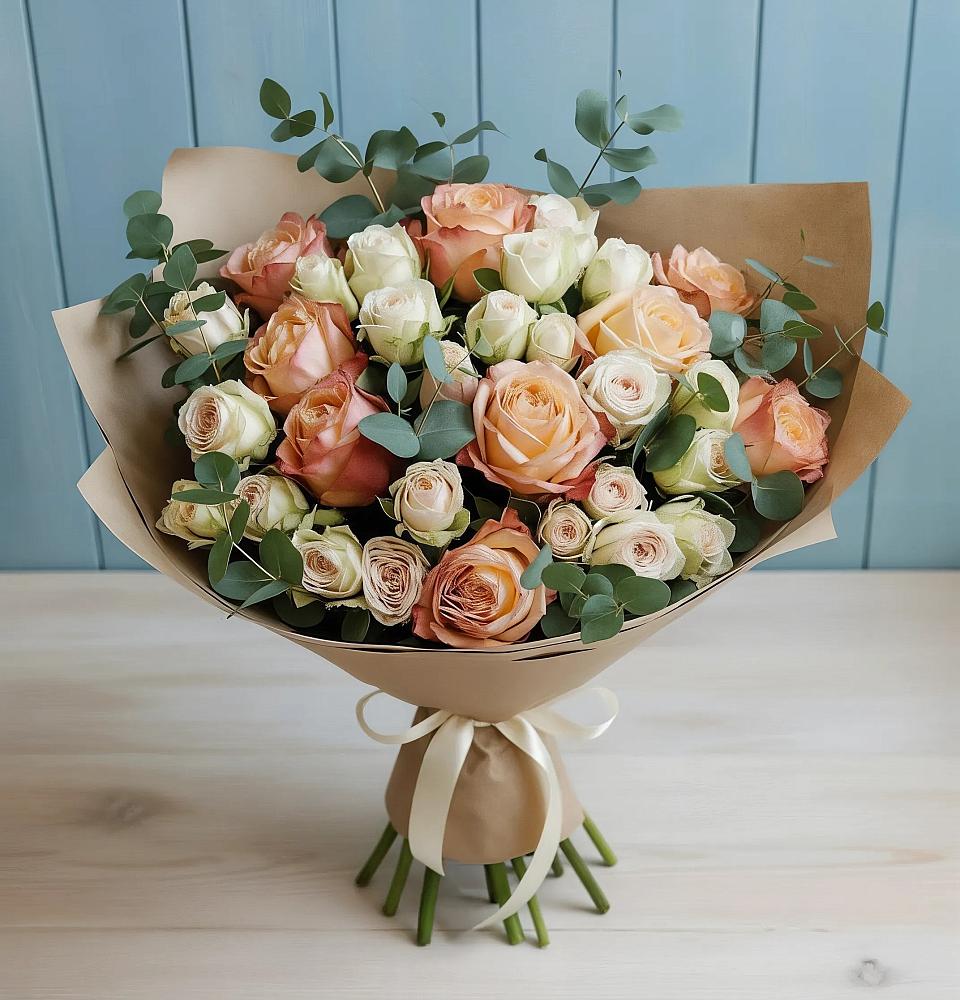 Букет цветов из: Альстромерии и Розы в Майском Республики Адыгея