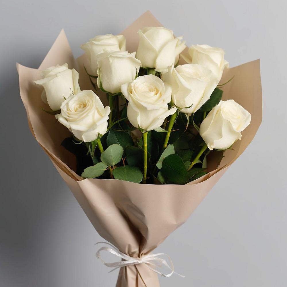 Букет 9 Белых роз Эдлесс Лав в Майском Республики Адыгея