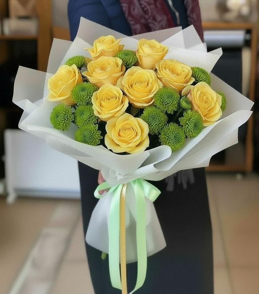 Букет цветов из: Хризантемы и Розы в Майском Республики Адыгея