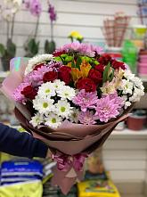 Букет цветов из:  Розы, Хризантемы и Альстромерии #REPLACE_PRED# Майском Республики Адыгея