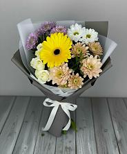 Букет цветов из:  Розы, Герберы и Хризантемы в Майском Республики Адыгея