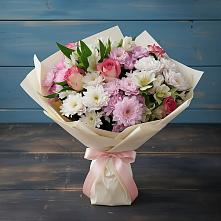 Букет цветов из:  Хризантемы, Альстромерии и Розы в Майском Республики Адыгея