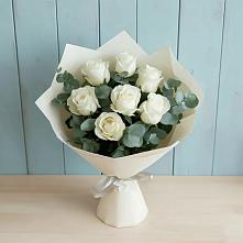 Букет Белые розы в Эвкалипте в Майском Республики Адыгея