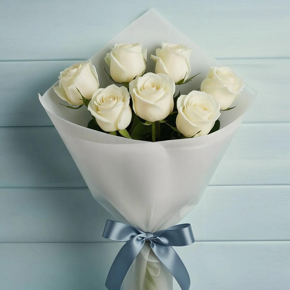 Букет 7 Белых роз Эдлесс Лав в Майском Республики Адыгея