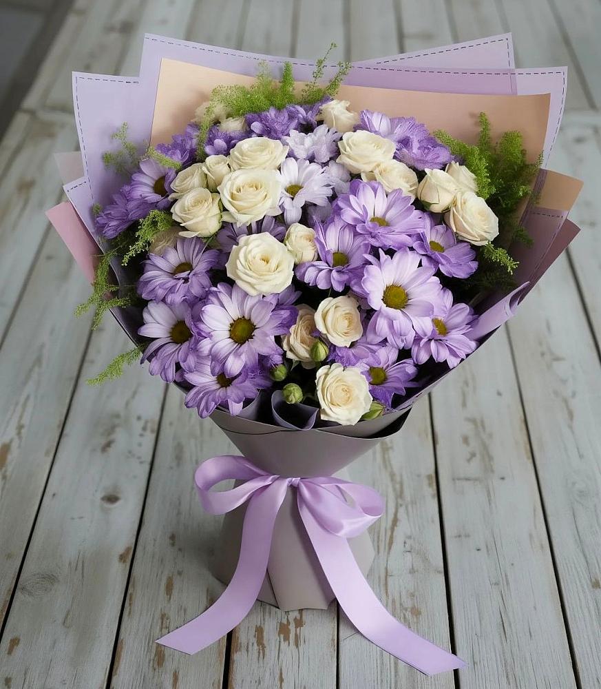 Букет цветов из: Хризантемы и Розы в Майском Республики Адыгея